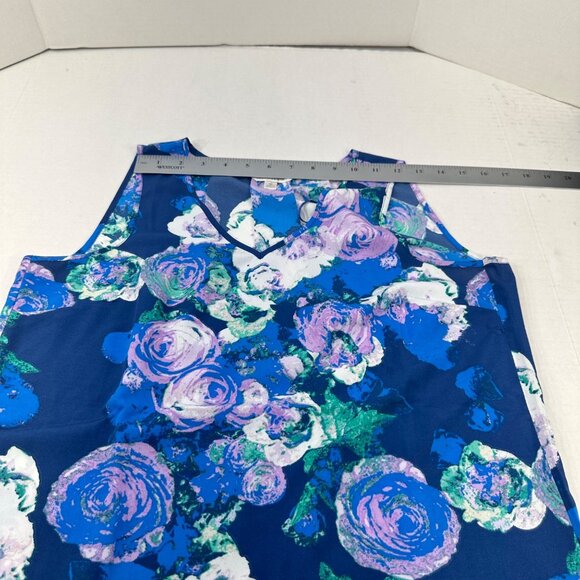 Charming Charlie Women's Size Small Blouse Sleeveless Blue Purple White Preowned - Picture 6 of 11